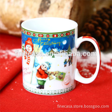 11OZ Christmas White Porcelain Snowman Ceramic Mug